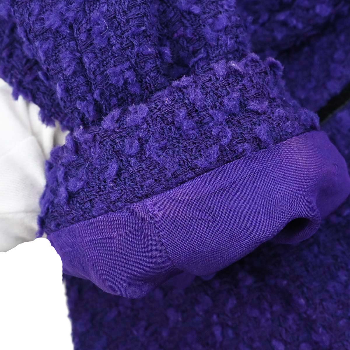 Chanel 1993 Setup Suit Jacket Skirt Tweed Purple