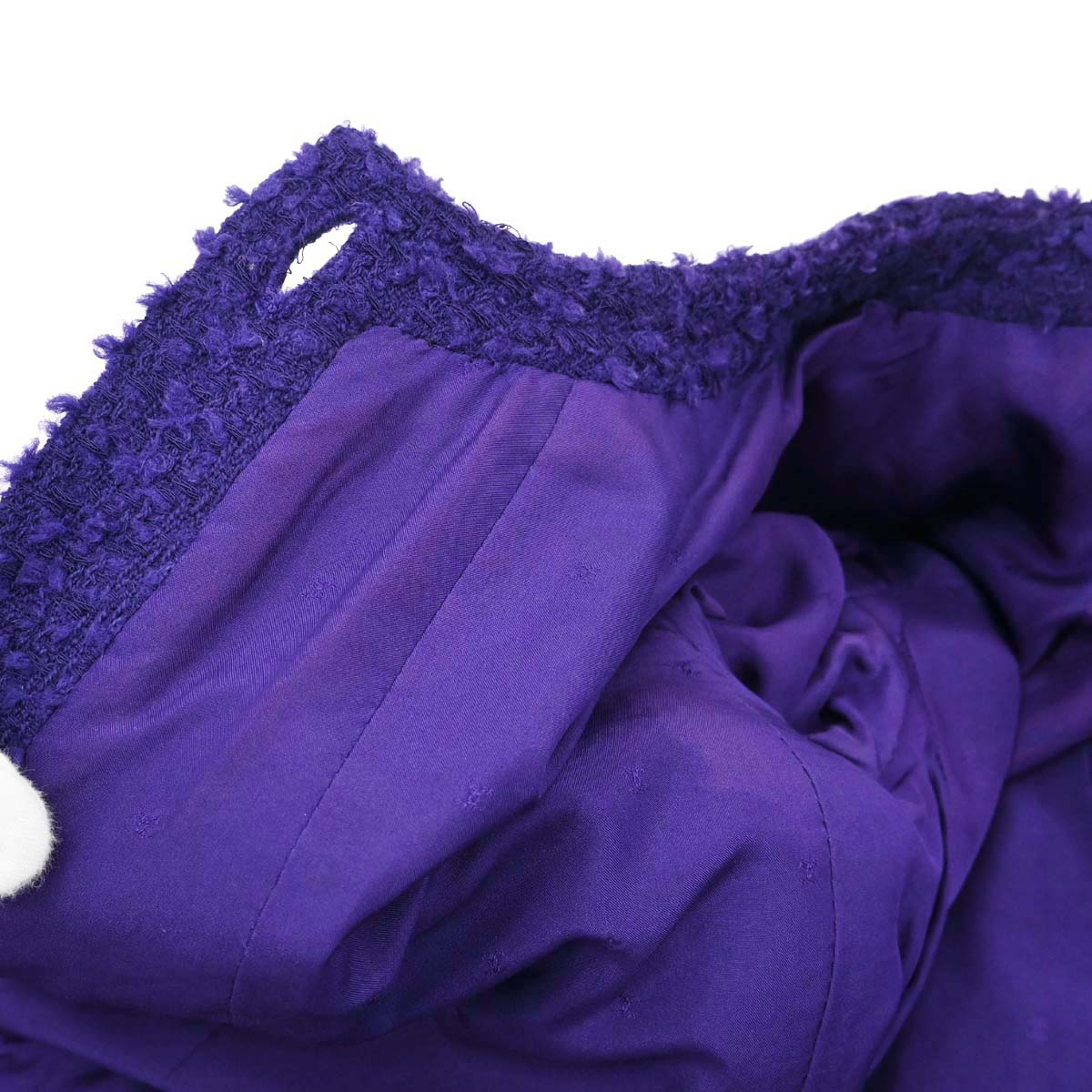 Chanel 1993 Setup Suit Jacket Skirt Tweed Purple