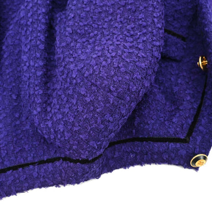 Chanel 1993 Setup Suit Jacket Skirt Tweed Purple