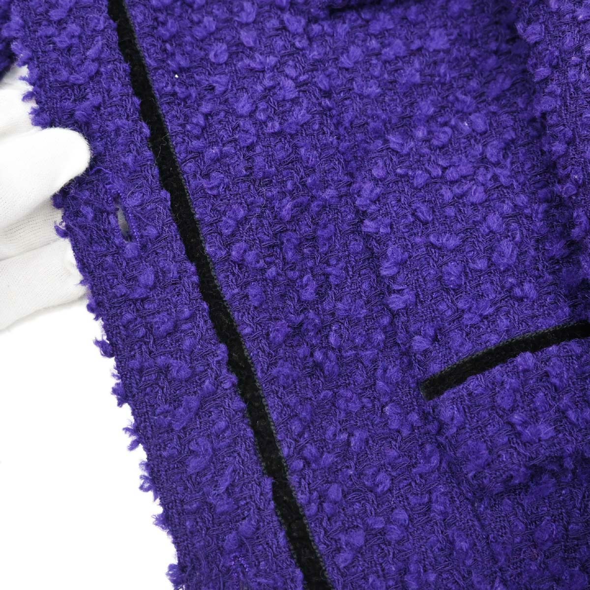 Chanel 1993 Setup Suit Jacket Skirt Tweed Purple