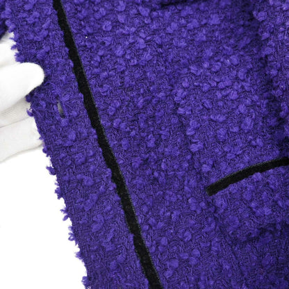 Chanel 1993 Setup Suit Jacket Skirt Tweed Purple
