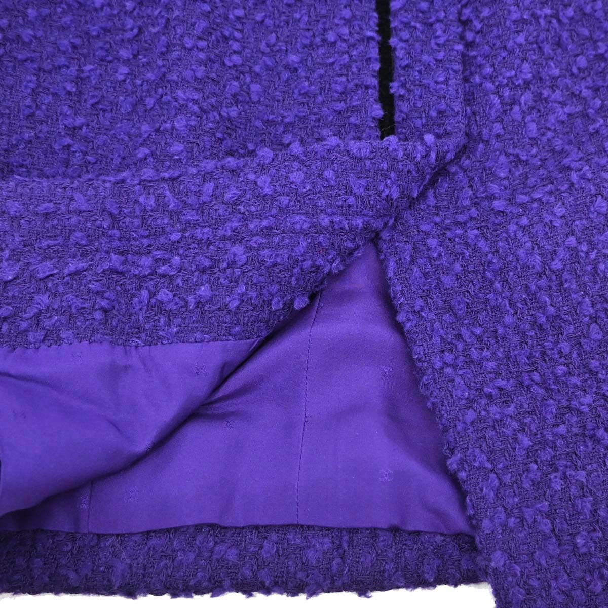 Chanel 1993 Setup Suit Jacket Skirt Tweed Purple