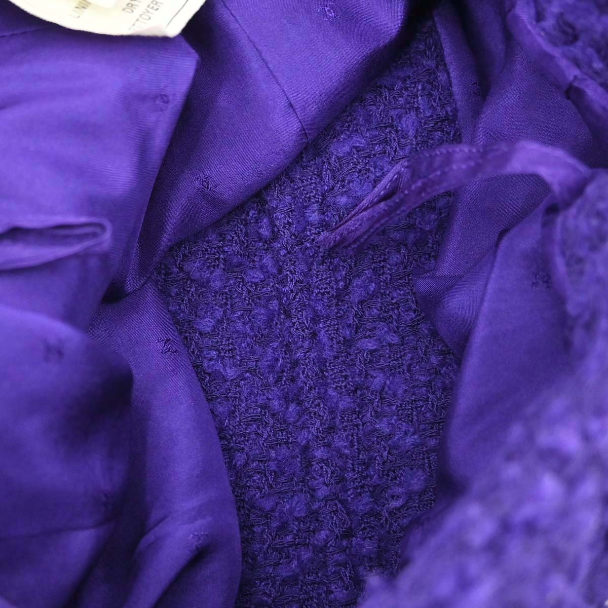 Chanel 1993 Setup Suit Jacket Skirt Tweed Purple
