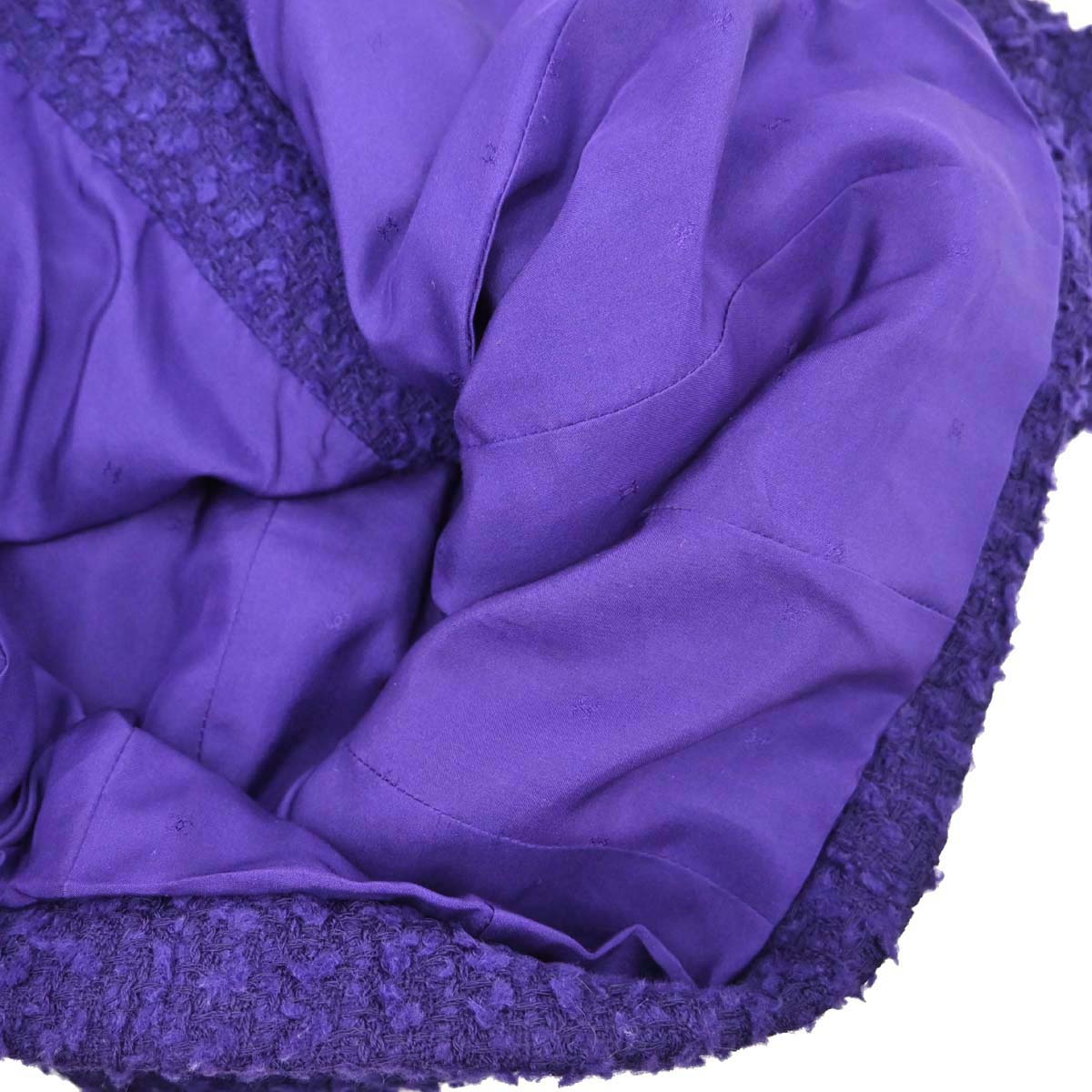 Chanel 1993 Setup Suit Jacket Skirt Tweed Purple