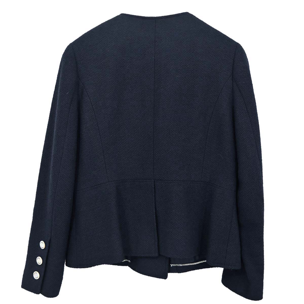 Chanel 1997 Collarless Tweed Jacket Navy #40
