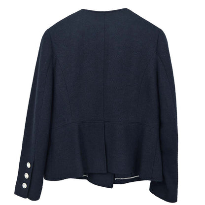 Chanel 1997 Collarless Tweed Jacket Navy #40