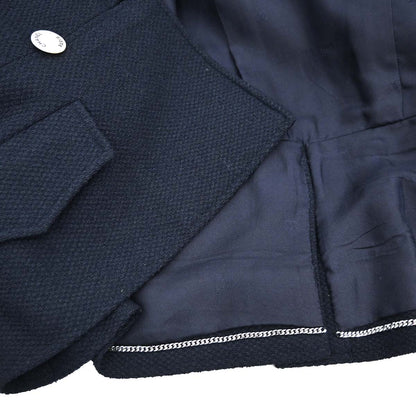 Chanel 1997 Collarless Tweed Jacket Navy #40