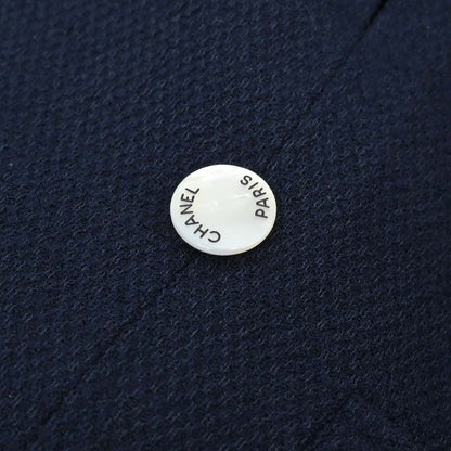 Chanel 1997 Collarless Tweed Jacket Navy #40