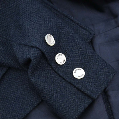 Chanel 1997 Collarless Tweed Jacket Navy #40