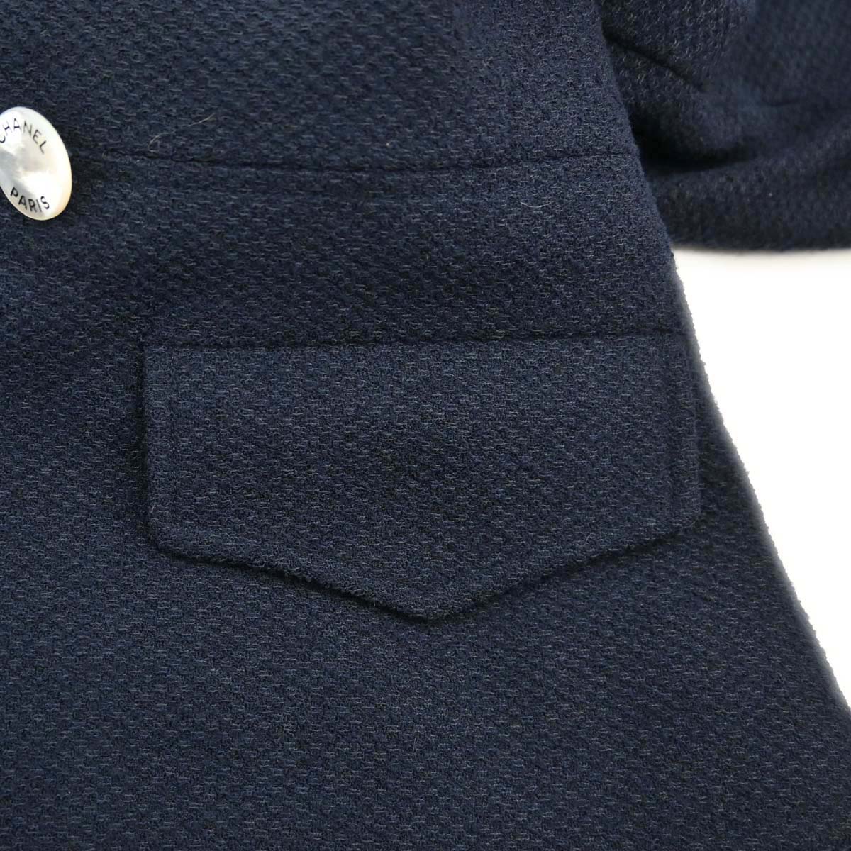 Chanel 1997 Collarless Tweed Jacket Navy #40