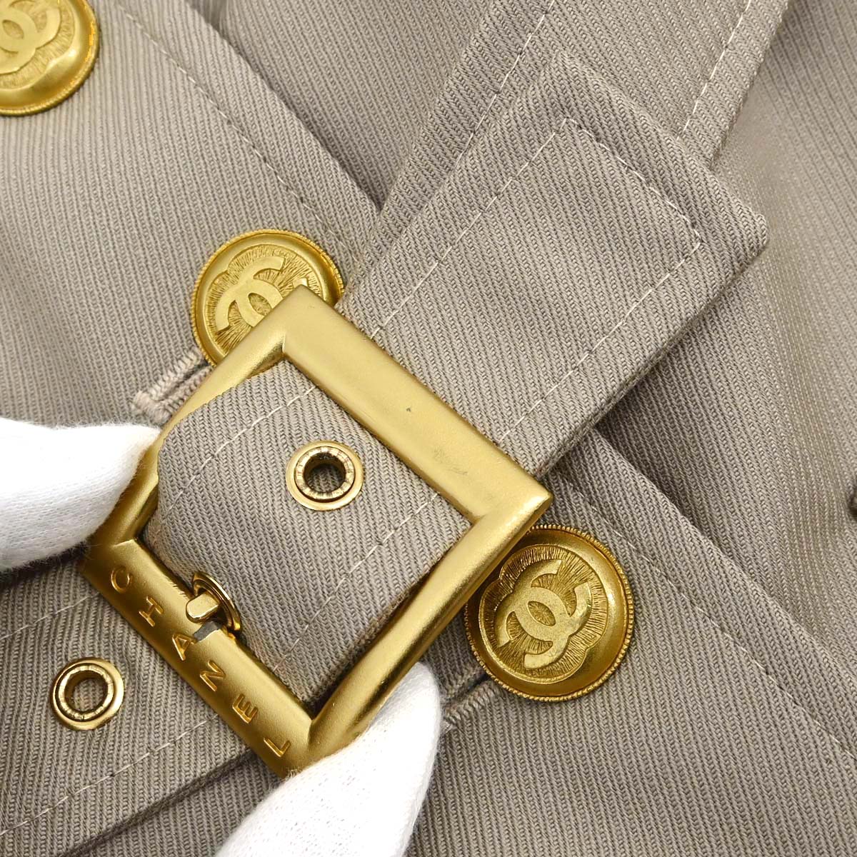 Chanel 1996 Setup Suit Jacket Skirt Beige #34