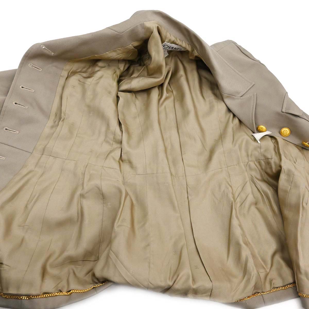 Chanel 1996 Setup Suit Jacket Skirt Beige #34