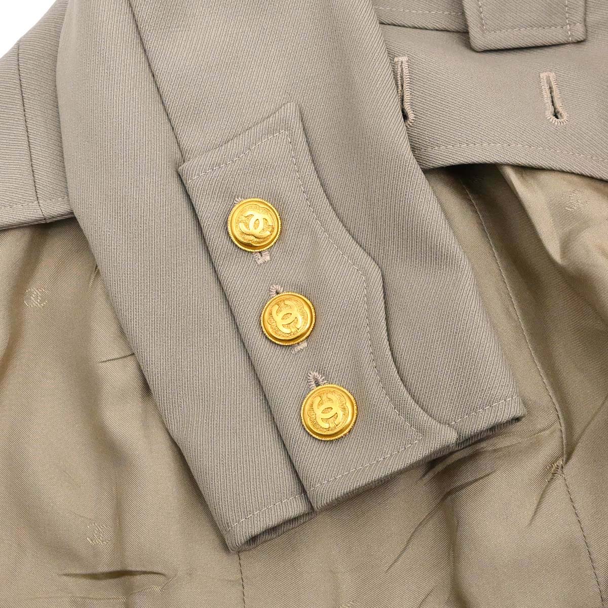 Chanel 1996 Setup Suit Jacket Skirt Beige #34