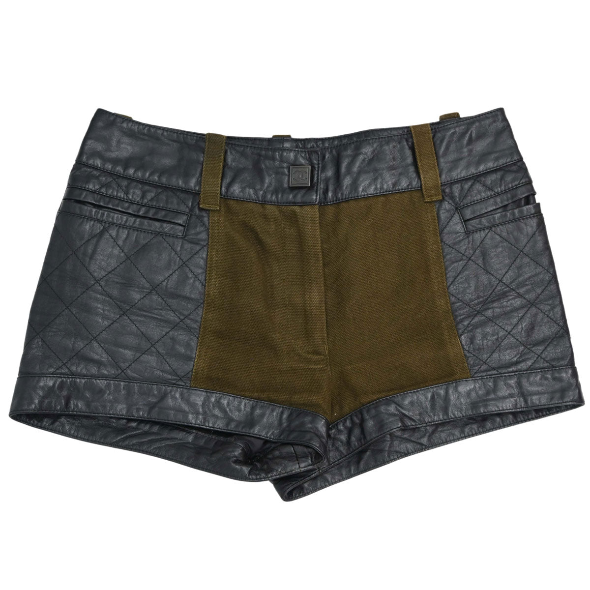 Chanel 2008 Sport Line Short Pants Leather Black #34