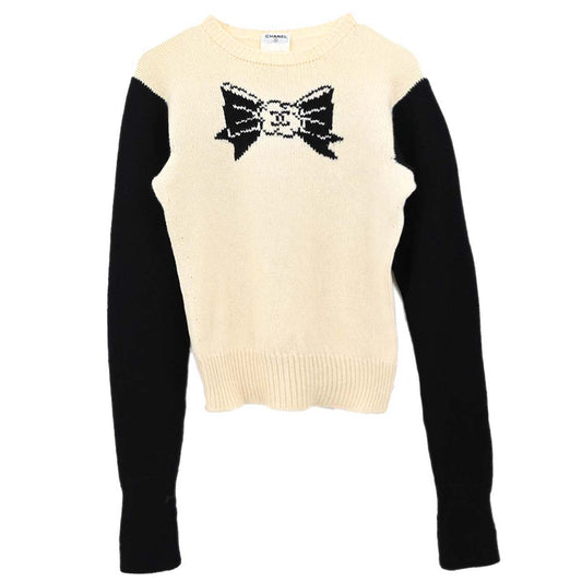Chanel 1995 Camellia Sweater Knit Top White #38