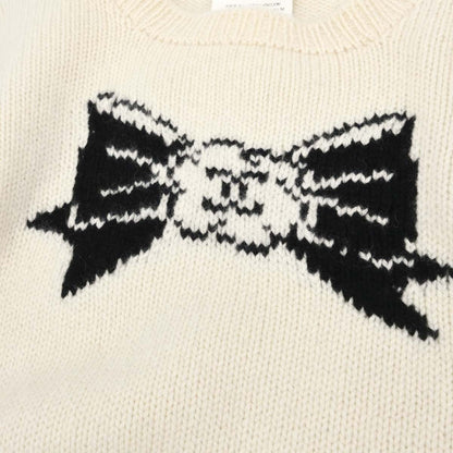 Chanel 1995 Camellia Sweater Knit Top White #38