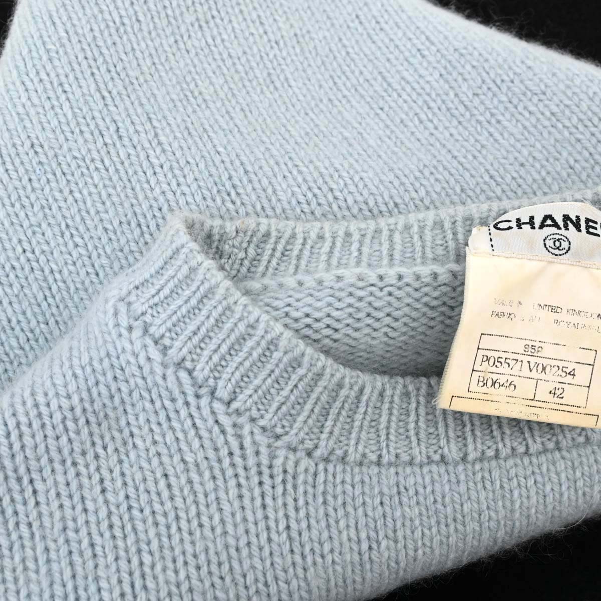 Chanel 1995 Sweater Knit Top Blue #42