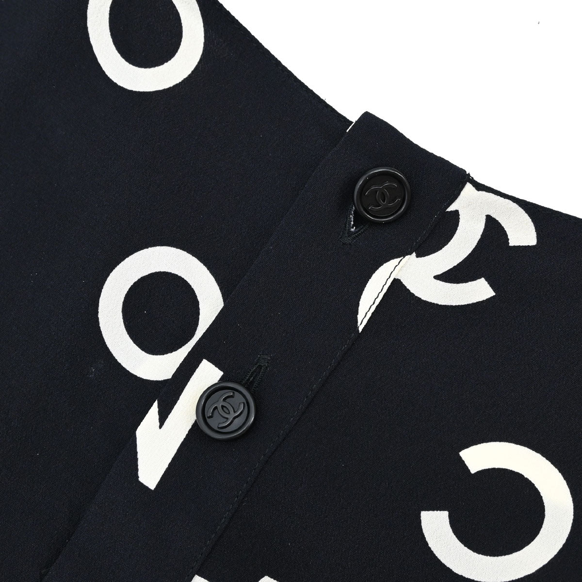 Chanel 1997 Silk T-shirt Top All-over Print CC Black #44
