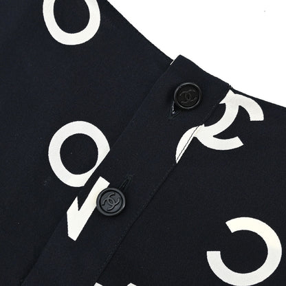 Chanel 1997 Silk T-shirt Top All-over Print CC Black #44