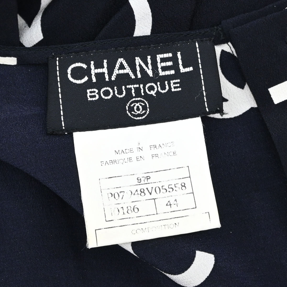 Chanel 1997 Silk T-shirt Top All-over Print CC Black #44