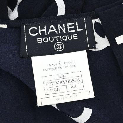 Chanel 1997 Silk T-shirt Top All-over Print CC Black #44