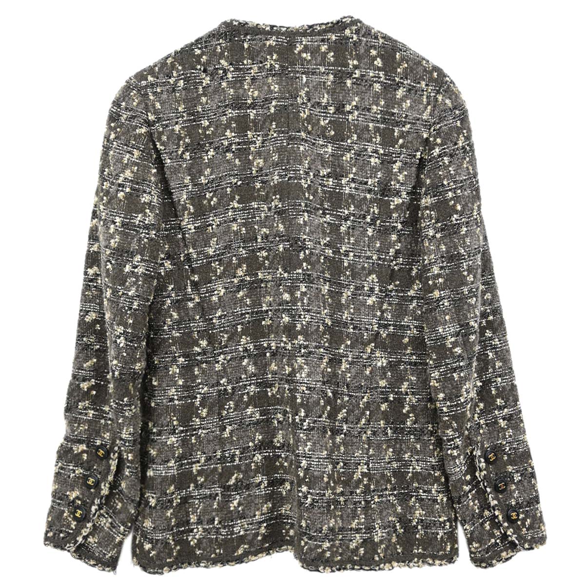 Chanel Collarless Tweed Jacket Brown #36