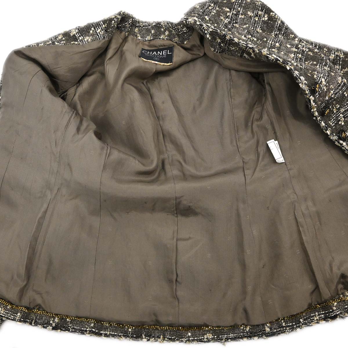 Chanel Collarless Tweed Jacket Brown #36