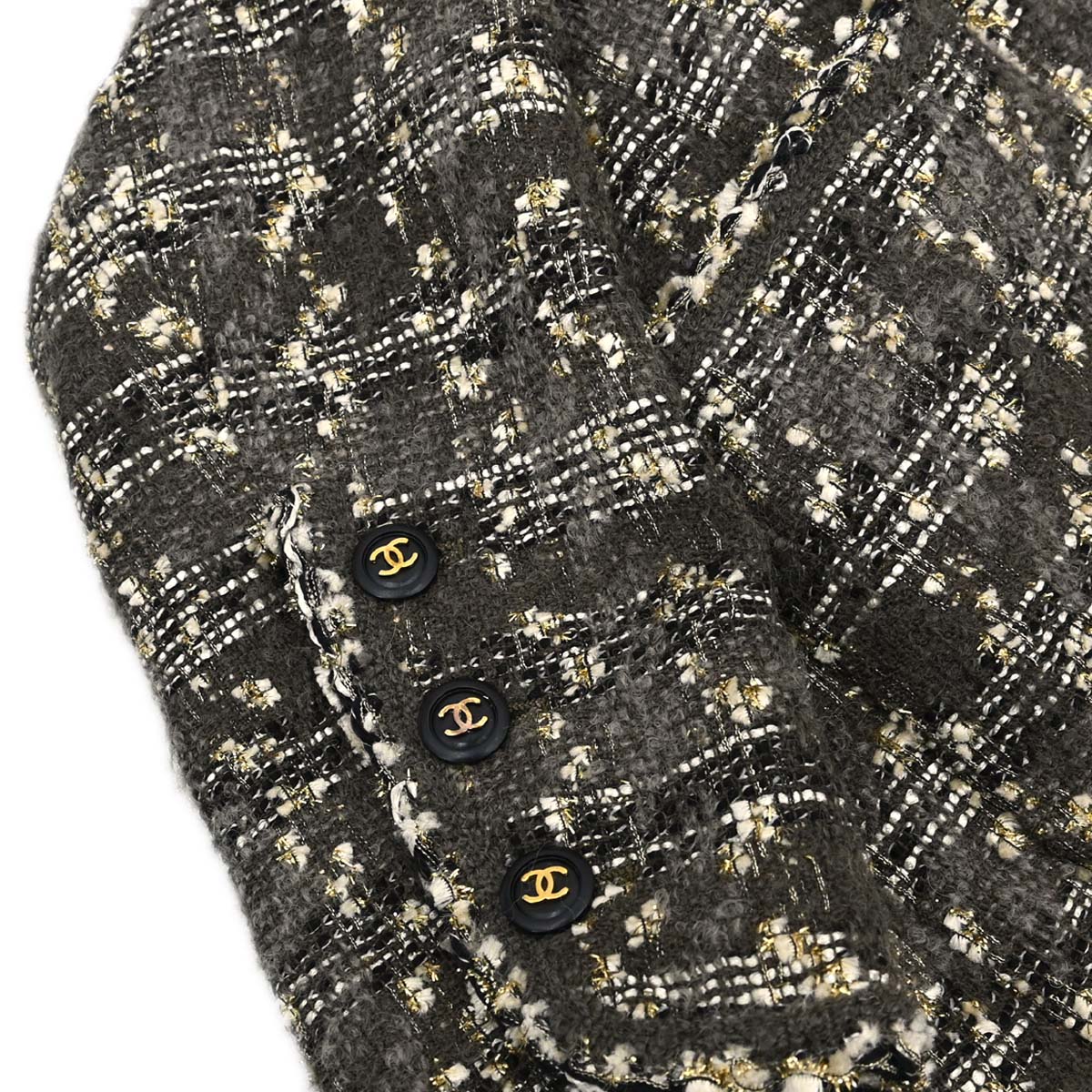 Chanel Collarless Tweed Jacket Brown #36