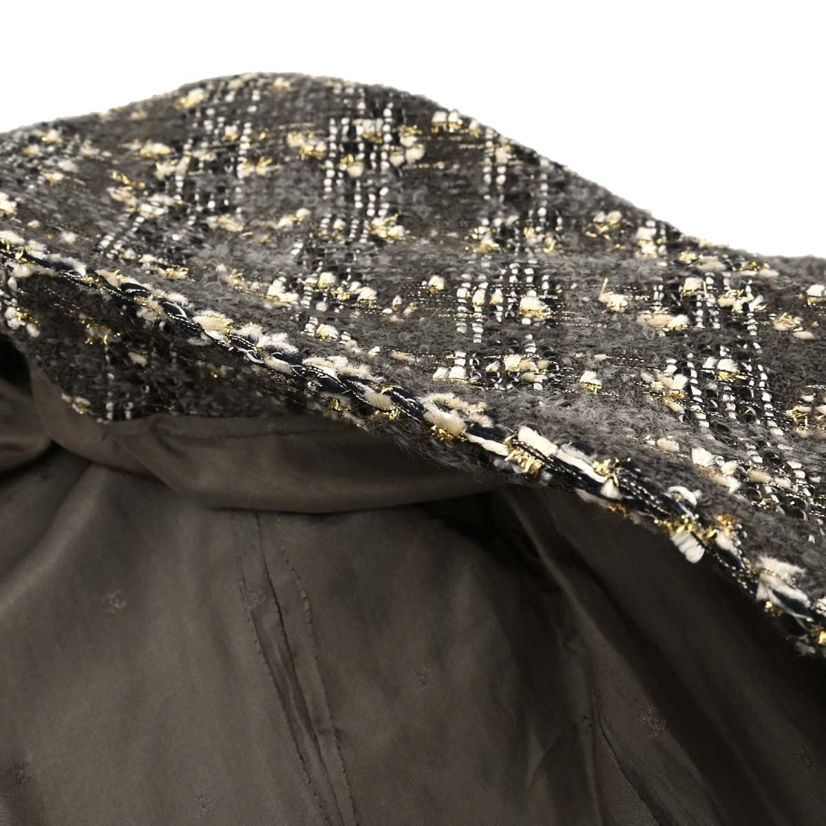 Chanel Collarless Tweed Jacket Brown #36