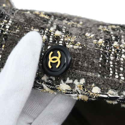 Chanel Collarless Tweed Jacket Brown #36