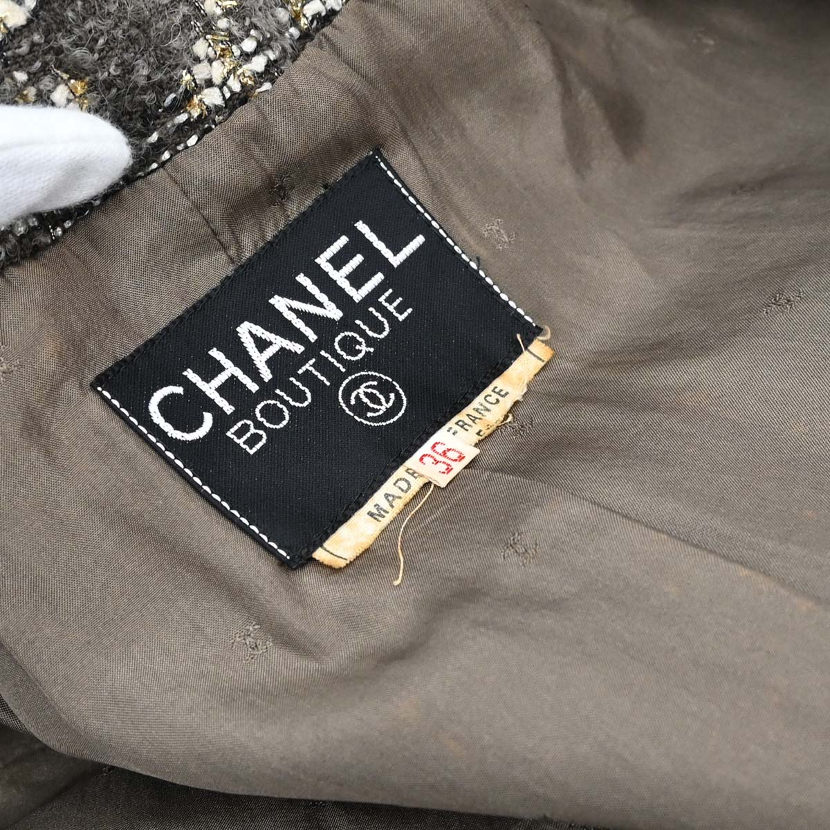Chanel Collarless Tweed Jacket Brown #36