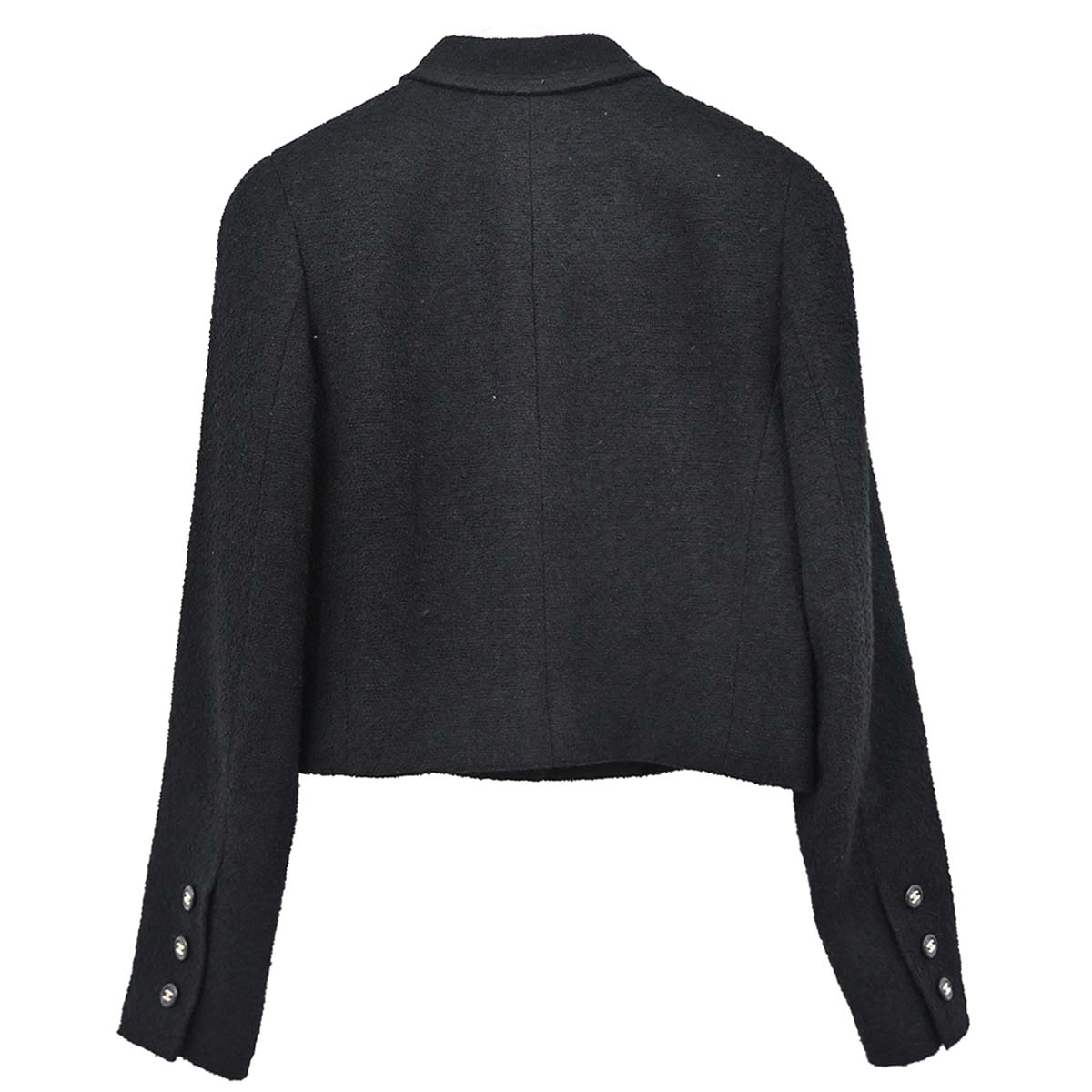 Chanel 1996 Single Breasted Jacket Tweed Black #38