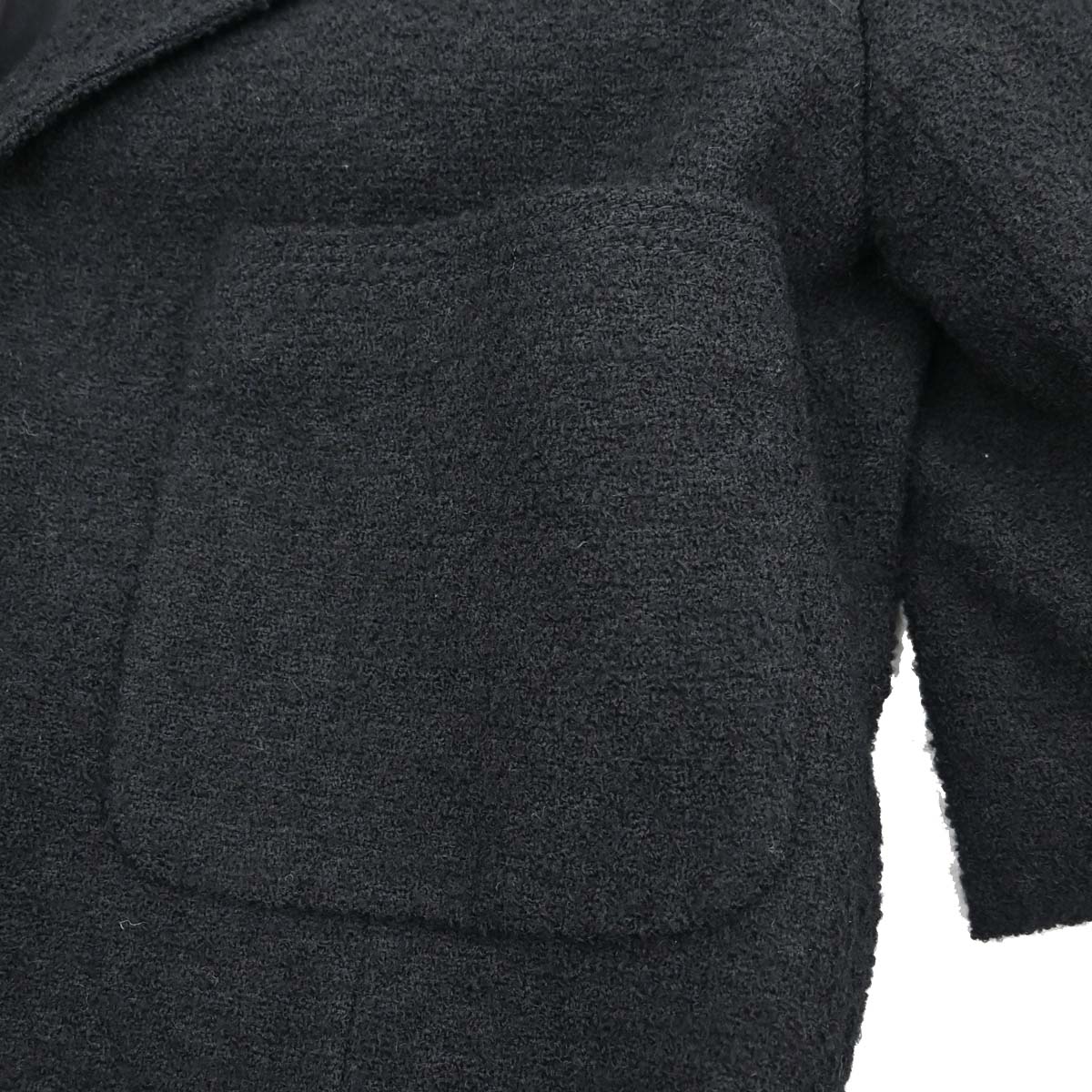 Chanel 1996 Single Breasted Jacket Tweed Black #38