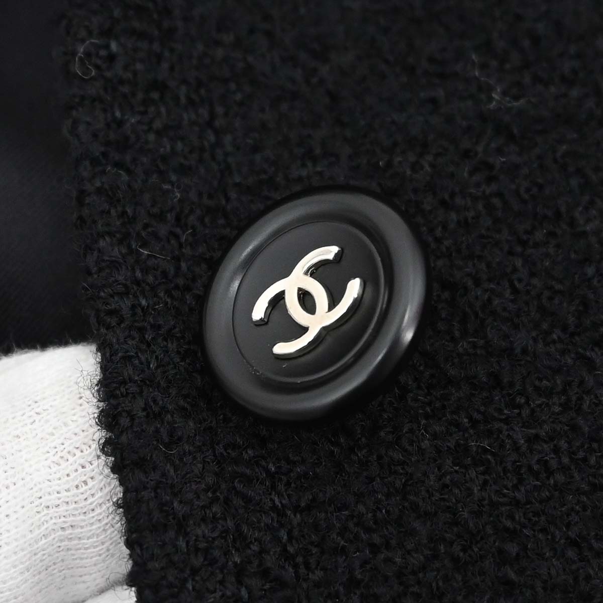 Chanel 1996 Single Breasted Jacket Tweed Black #38