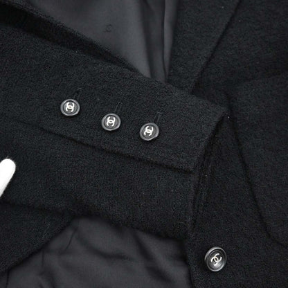 Chanel 1996 Single Breasted Jacket Tweed Black #38