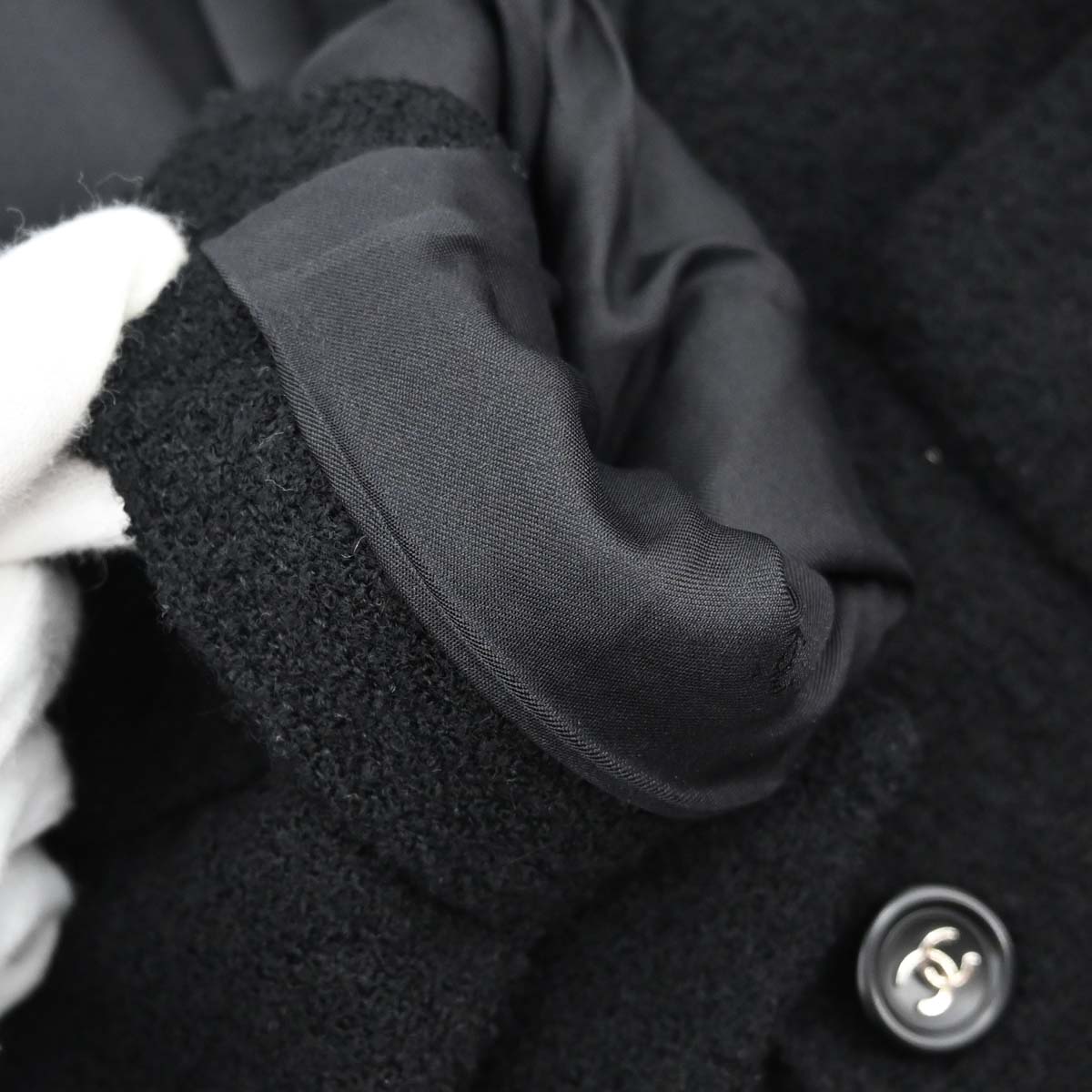 Chanel 1996 Single Breasted Jacket Tweed Black #38