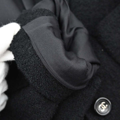 Chanel 1996 Single Breasted Jacket Tweed Black #38