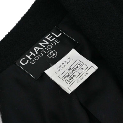 Chanel 1996 Single Breasted Jacket Tweed Black #38
