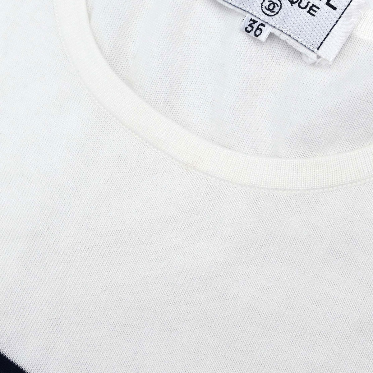 Chanel Border T-shirt Top White #36