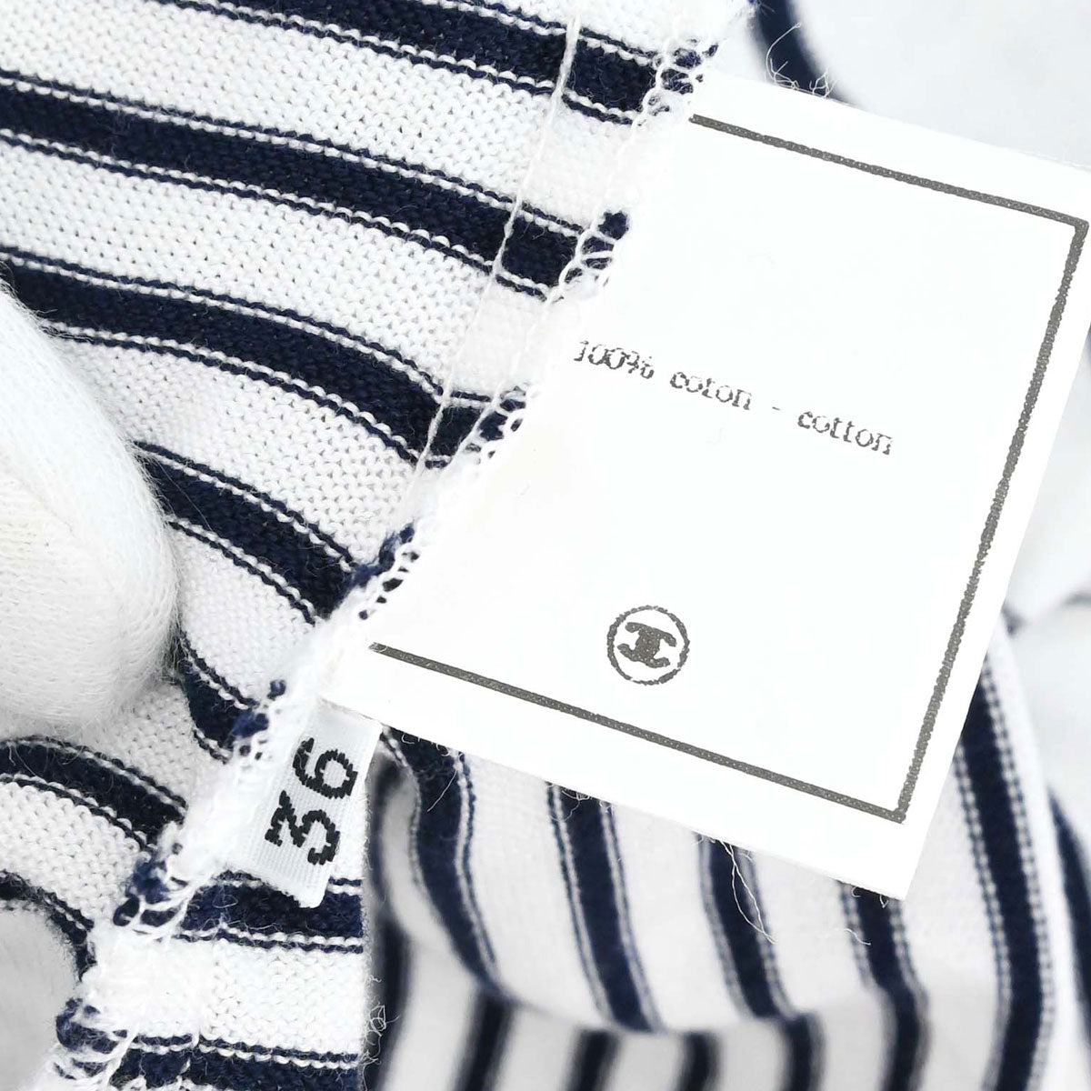 Chanel Border T-shirt Top White #36