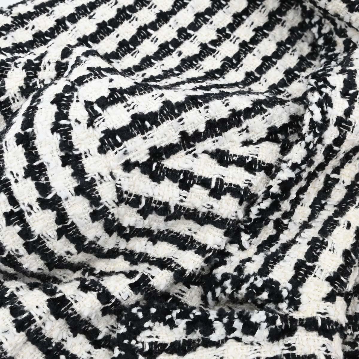 Chanel 1997 Single Breasted Jacket Tweed White Black #42
