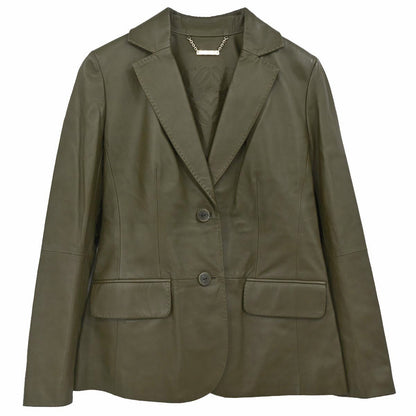 Loewe Lambskin Leather Jacket Khaki #38