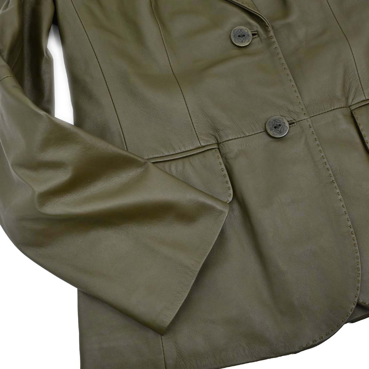 Loewe Lambskin Leather Jacket Khaki #38