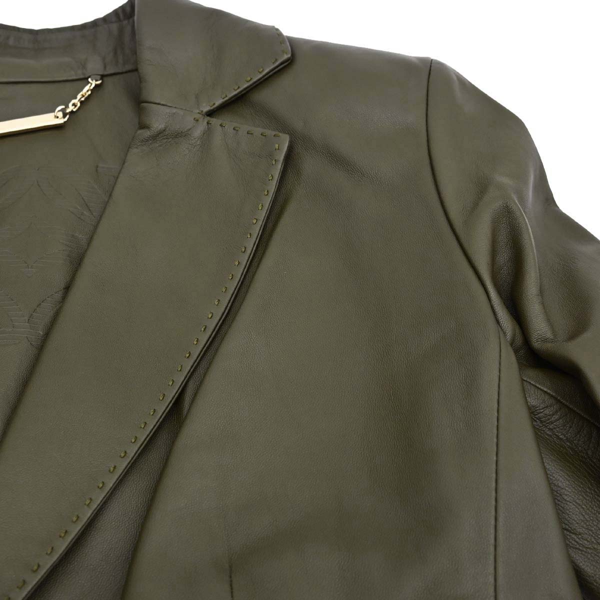 Loewe Lambskin Leather Jacket Khaki #38