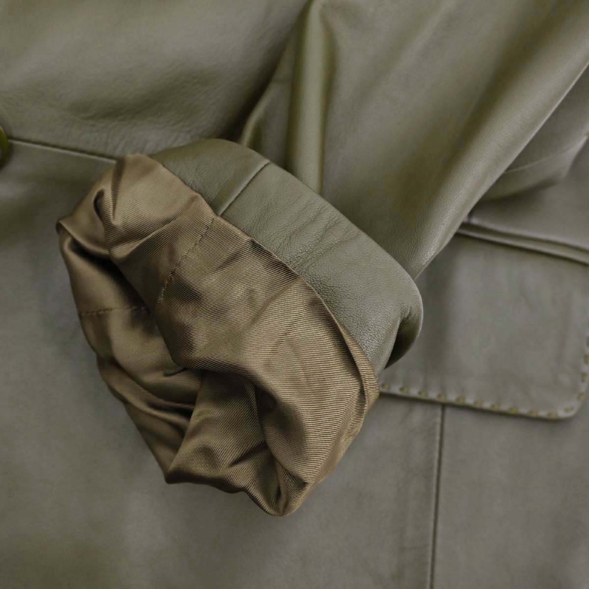 Loewe Lambskin Leather Jacket Khaki #38