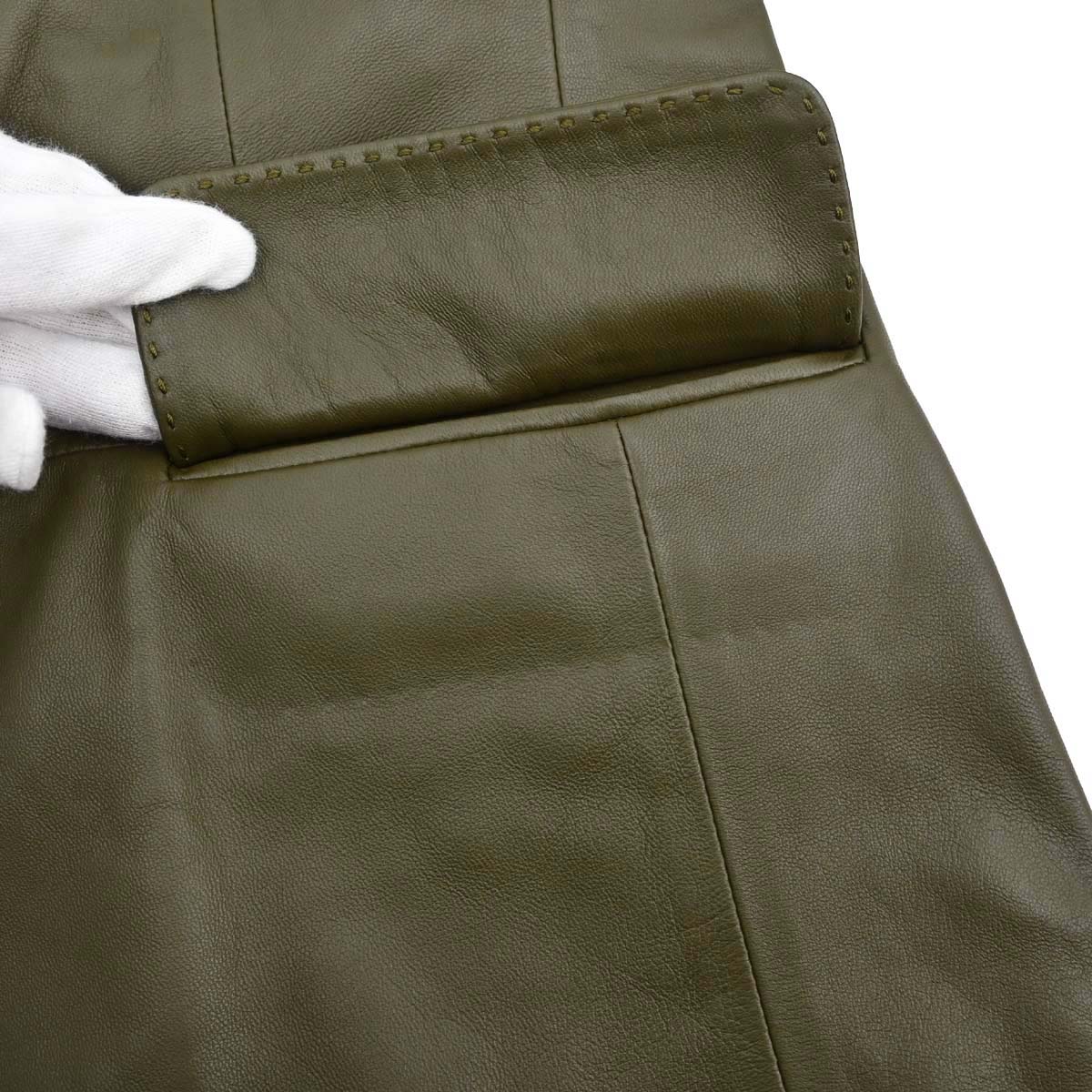 Loewe Lambskin Leather Jacket Khaki #38