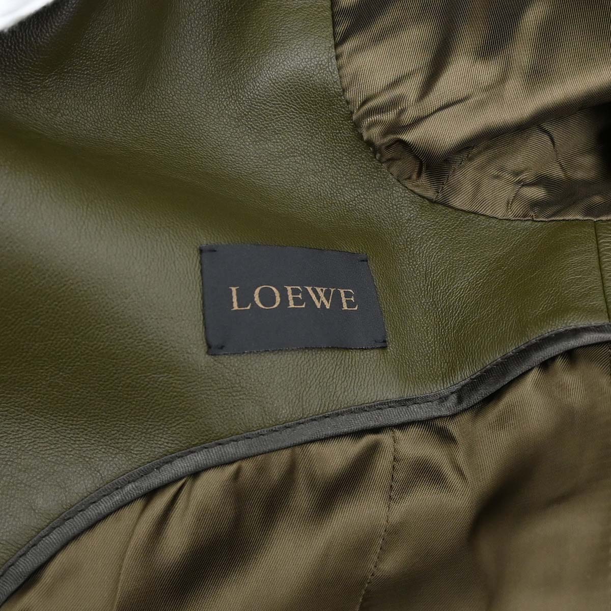 Loewe Lambskin Leather Jacket Khaki #38