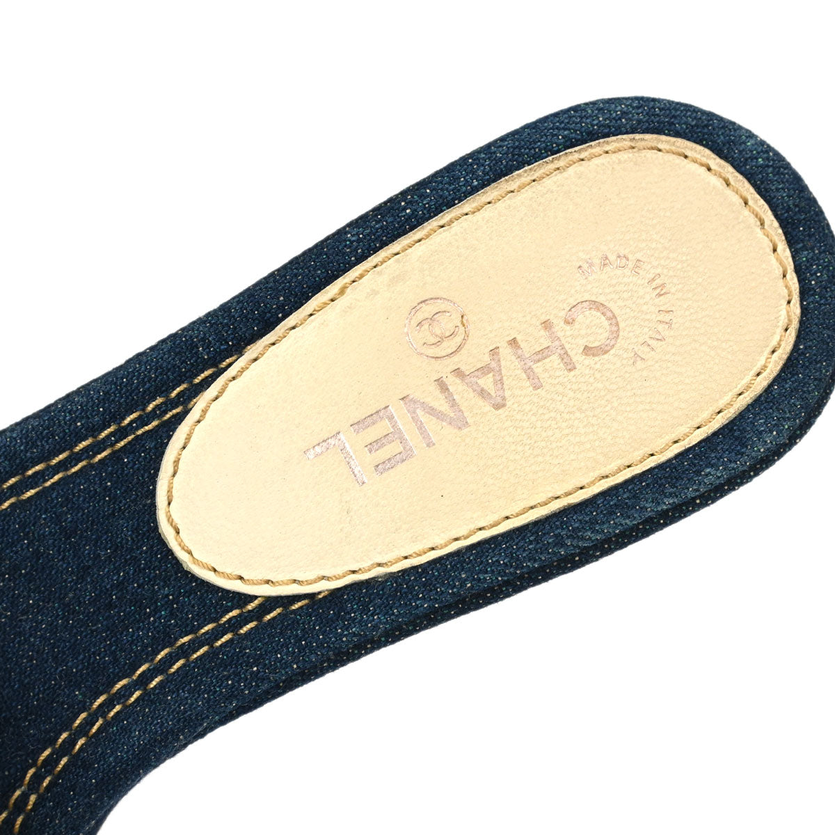 Chanel * Navy Denim Mules Shoes #36 1/2