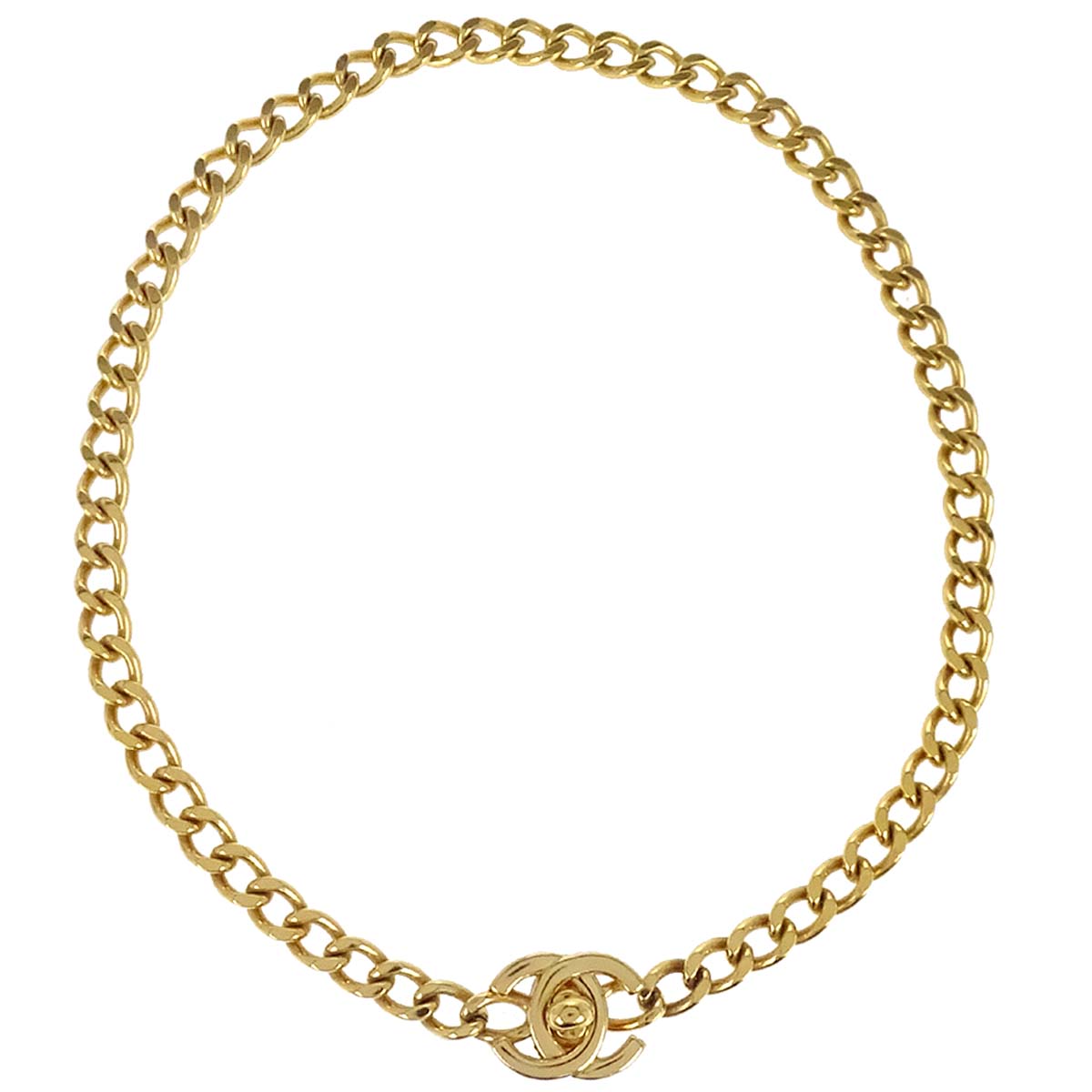 Chanel CC Turnlock Small Gold Chain Necklace 00A