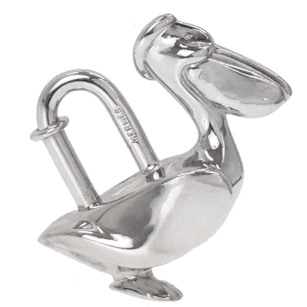 Hermes Pelican Motif 1992 Limited Cadena Padlock Silver Bag Charm